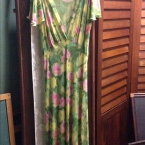 Vintage Betsy Johnson Long Crepe Floral Dress L